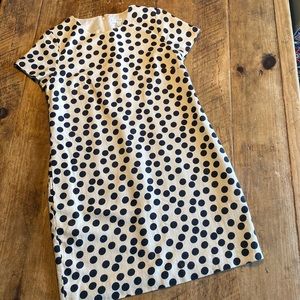 J. Crew Ivory Dress with Black Polka Dots